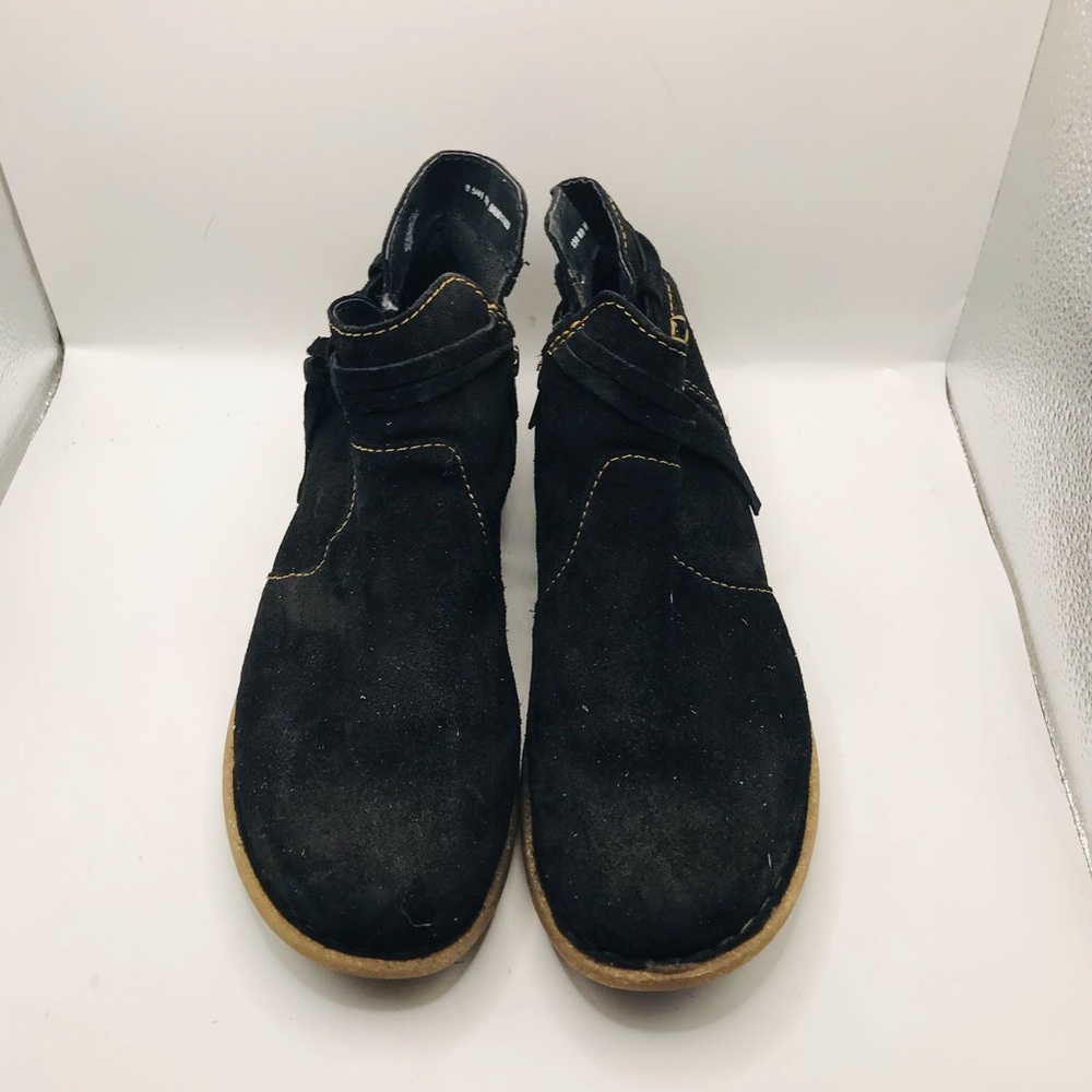 Born Black Suede Ankle Boots with Tan Sole - Picture 11 of 12